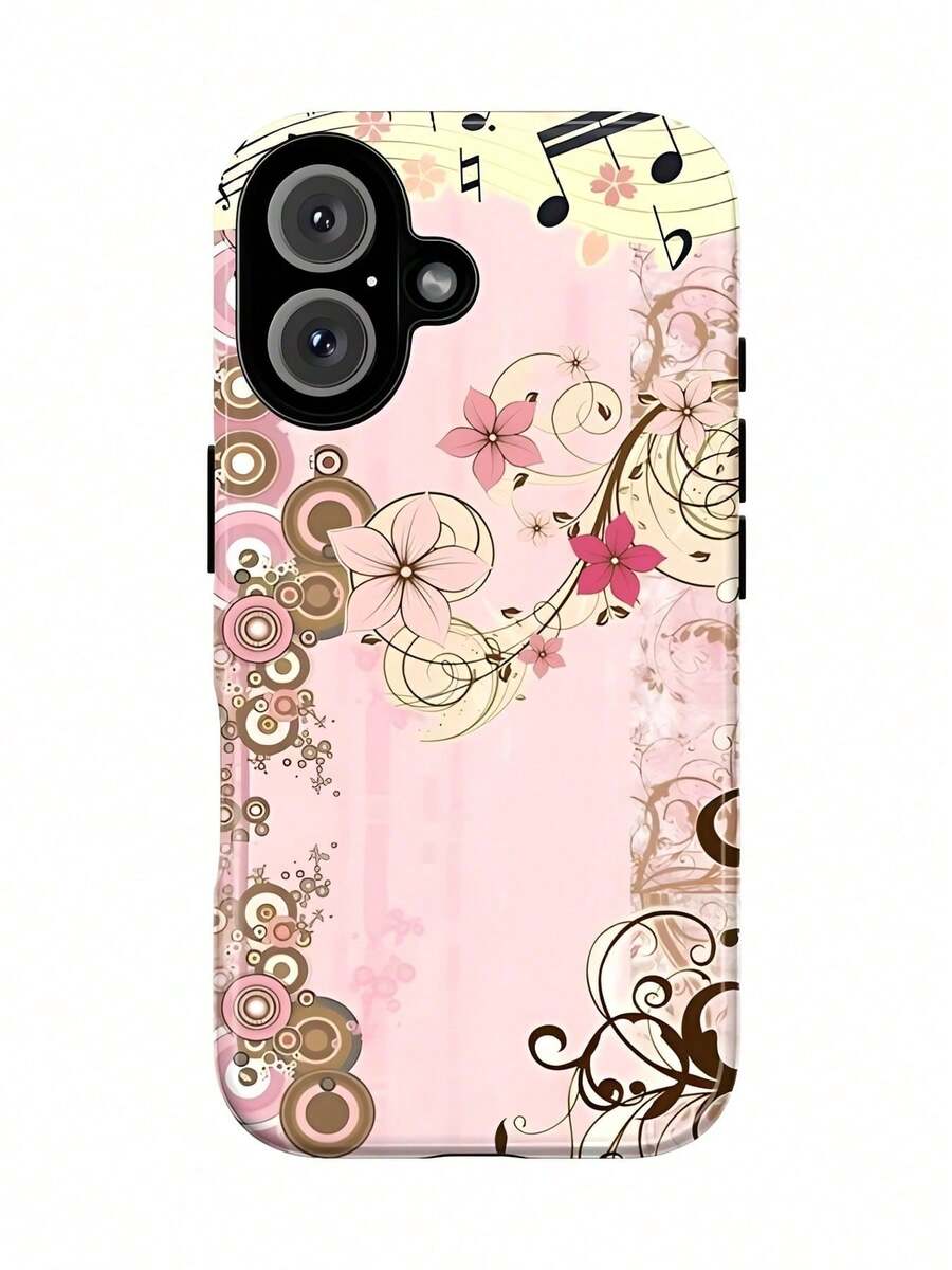 An Elegant Phone Case That Does Not Include A Lanyard Or Stand. This 2-In-1 Thick Case Features A Retro Floral Aesthetic – A Protective Cover With A Stylish Design Of Flowers, Musical Notes, And Butterflies. It Is Compatible With The Following Phones: 17, 17 Air, 16, 15, 14, 13, 12, 11, PRO, X, XS, PLUS, And Also S21/22/23/24/25 Ultra/FE+, NOTE20 Ultra, A71/56/55/54/53/52/36/34/26/25/23/16/15/14/13/06. A Thoughtful Birthday Gift For Girlfriends, Boyfriends, And Friends. - 彩色 - 查看 1