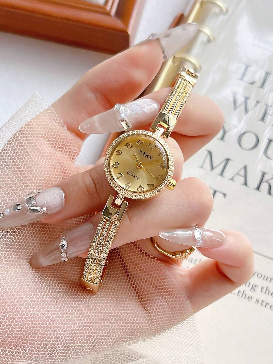 Fashionable Women's Quartz Watch, Top Brand Luxury Analog Wristwatch, Dreamy Elegant Party Girl Ladies Watch, Thanksgiving Gift, Mother's Christmas - Gold - View 1