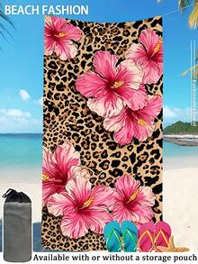 1pc[Soft Quick-Dry]250g Microfiber Large Beach Towel | Size: 70*140cm/90*180cm | Print Pattern: Leopard Pink Floral | Highly Absorbent, Portable And Easy To Use, Can Be Used As Pool Towel, Swimming Towel, Beach Towel | Suitable For Beach, Yoga, Camping, Fitness And Travel - Multicolor - View 12