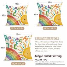 4pcs/1pc Rainbow Letter Learning Design Pattern Pillowcase Without Insert, Single-Sided Printed Pillowcase, Suitable For Living Room Bedroom Home Decor, All Seasons Pillowcase - Multicolor - View 4