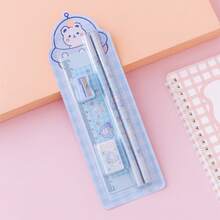 Random 1/4/8/12pcs Cartoon Stationery Set, Pencil, Pencil Sharpener, Eraser, Ruler, Original New 5pcs Set, Suitable For Scroll/Gift/Present/Prize/Back To School Season/Classroom Prize, Gift Filler Bag, Back To School Season Gift - Multicolor - View 4