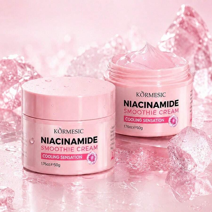 1pc 50G Vitamin C/Salicylic Acid/Niacinamide Facial Smoothing Cream, Cooling Oil Control, Improves Skin Roughness, Radiance, Brightens Skin Tone, Soothes And Repairs Skin Barrier - Smoothie - View 1