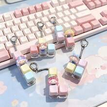 1pc Cute Keyboard Keycap Keychain Stress Relief Fidget Toy, Mechanical Keyboard Switch Tester, Key Ring, Desktop Decoration, Phone Charm, Creative Novelty Anti-Anxiety Bouncy Fidget Toy, Girls Toy, Suitable For Father's Day Gift, Graduation Season Gift, Back To School Small Gift - Multicolor - View 3
