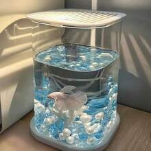 透明壓克力塑料小魚缸附水晶石，桌面創意鬥魚缸，珍珠水鑽景觀魚缸裝飾與造景套組 - 查看 18