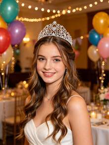 Rhinestone Star Princess Crown Bridal Wedding Headpiece Birthday Party Graduation Prom Beauty Pageant Tiara - Multicolor - View 4