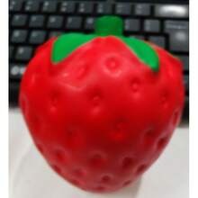 1pc Creative Realistic Red Strawberry Squishy, Soft Slow Rebound Stress Relief Toy, Fine Hand Exercise Soft Pressure Relief Prop, Suitable For Office Relaxation, Relieve Stress, Release Emotions Essential Tool, Irresistible Stress Relief Tool For Men And Women, Strawberry Leaf Color Random - Red - View 11