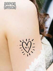 1/10/20/30/60 Pcs Custom Text Couple Temporary Tattoos, Personalized Wedding Ceremony Couple Tattoos, Bride And Groom Name Tattoos, Waterproof Personalized Couple Matching Tattoos - Multicolor - View 17