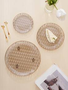 1pc Novelty Luxury Round Gold-Rimmed Multi-Purpose Storage Tray - Grey - View 2