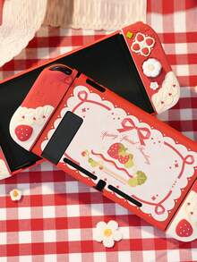 GeekShare Funda protectora de fresa y crema de primavera compatible con Switch con 2 tapas de agarre para pulgares - Multicolor - Ver 8