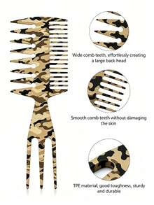 3-In-1 Fishbone Comb Men's Pompadour Styling Texturizing Comb Oil Head Comb Travel Essential For Barbershop & Home Hairdressing - Multicolor - View 3