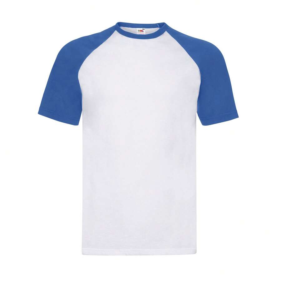 Fruit Of The Loom Unisex Adult Contrast Baseball T-Shirt - White/Royal Blue - View 1