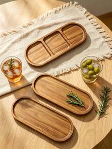 6pcs Oval Shaped Divided/Non-Divided Serving Trays, Breakfast Trays, Wooden Trays, Food Trays, Kitchen Trays, Cheese Trays, Dessert Plates, Wooden Trays, Trays, Dining Plates, Suitable For Bread, Cake, Sushi, Fruit And Appetizers, Kitchen Accessories And Tools, Suitable For Weddings, Parties, Birthdays, Restaurants, Kitchens And Various Holidays. - View 12
