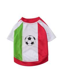 YOKLUN 1pc Pet T-Shirt, Sports Style, Suitable For Spring/Summer/Autumn Pet Clothing, Cute And Lively, Suitable For Cats And Dogs, Can Be Given As A Holiday Gift - Red - View 4