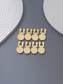 11pcs Gold & Silver U-Shaped Round Flat Metal Buttons, DIY Clothing Decoration Accessories For Jeans, Skirts, Denim Jackets - 11PCS - View 2