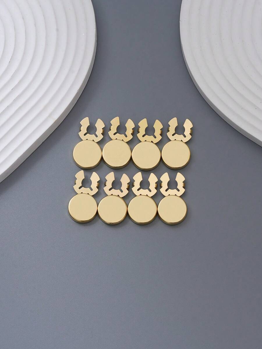 11pcs Gold & Silver U-Shaped Round Flat Metal Buttons, DIY Clothing Decoration Accessories For Jeans, Skirts, Denim Jackets