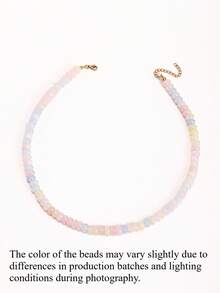 1PC 9mm Natural Stone Beaded Necklace For Women, Boho Oval Bead Choker, Colorful Statement Chain Jewelry, Summer Beach Gift - Multicolor - View 16