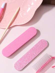 Nail File And Pink Cuticle Stick Set | Complete Manicure/Pedicure Tool Kit, Suitable For Travel, Salon - Multi-Functional Foot And Nail Care Set, Travel Portable Kit, Daily Use - Rose Red - View 6