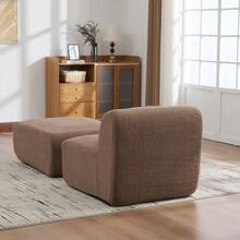Modular Compression Sofa In Chenille Fabric, Filled With 30D High-Resilience Foam. Easy To Move And Featuring A Non-Slip Base, It Is Ideal For Living Rooms And Other Spaces. Ivory Color. - 駝色 - 查看 5