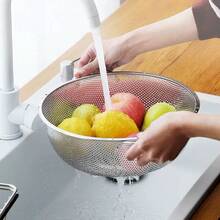 Stainless Steel Multifunctional Strainer Basket - Thickened Mesh Basket With Dual Handles, For Draining And Rinsing Fruits And Vegetables - Multicolor - View 5
