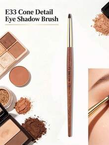 1pc Tapered Detail Eyeshadow Brush, Small Eyeshadow Eyeliner Eye Puff Detail Makeup Brush, Horse Hair Rosewood Copper Tube - Multicolor - View 2