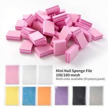 50Pcs Mini Nail Files Sanding Block Double-Sided 100/180 Grit Sponge File Nail Buffer And Shaper Pedicure Manicure Tools - Multicolor - View 6