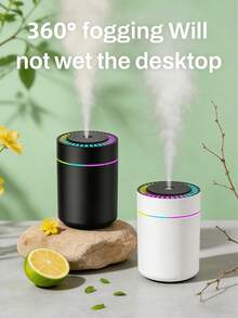 Humidificador Mini Silencioso de 180ml, Luz Ambiental LED, Función de Temporizador, 2 Modos, Alimentado por USB, Apto para Aceites Esenciales. Apto para Coche/Hogar/Oficina/Yoga/Decoración de Escritorio. Esquema de Color Negro y Blanco. - Mist - Ver 5
