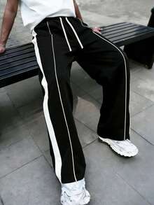 Men's Casual Old Money Men Sports Pants - Black - View 1