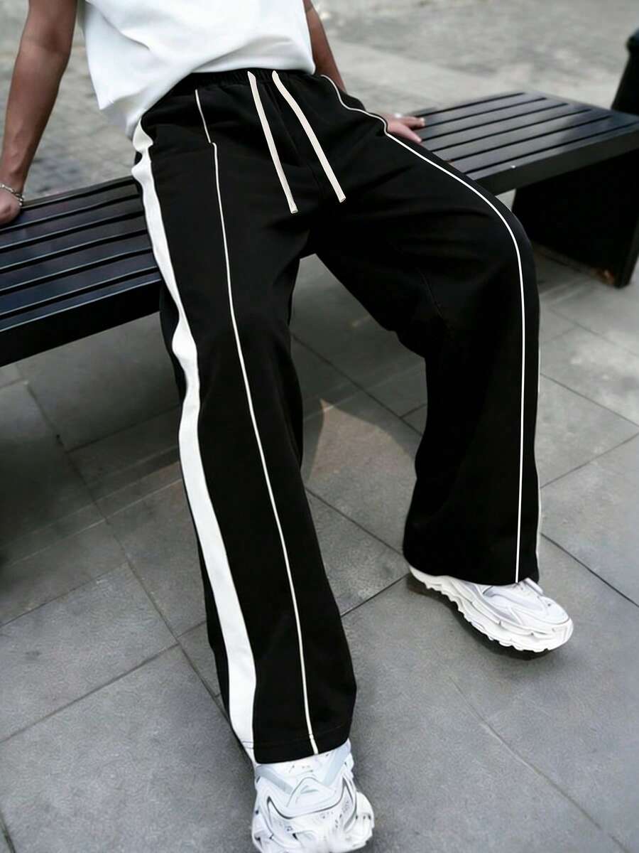 Men's Casual Old Money Men Sports Pants - Black - View 1