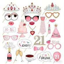 25pcs Birthday Photo Props, 18/30th Anniversary Party Supplies, Holiday Photo Decoration, Suitable For Birthday Party Gifts, Pose Guide Card Set, Suitable For Girls And Women - Photo Props - View 6