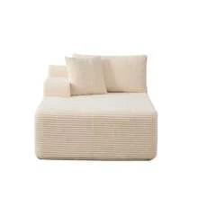 Modular Compression Sofa In Chenille Fabric, Filled With 30D High-Resilience Foam. Easy To Move And Featuring A Non-Slip Base, It Is Ideal For Living Rooms And Other Spaces. Ivory Color. - 杏色 - 查看 1