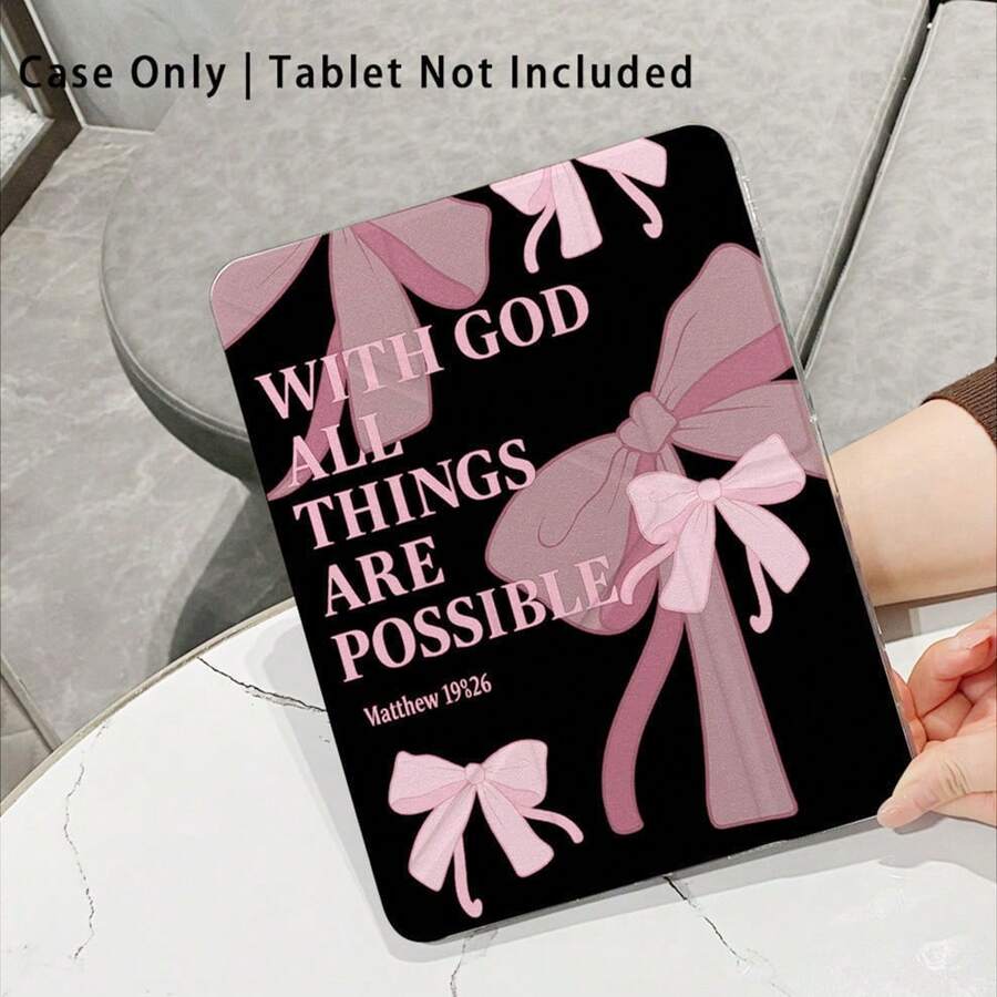 粉黑蝴蝶結圖案彩繪效果壓克力水晶平板保護殼附支架,適用於 Honor Pad 8/9/10、Honor GT 11.5inch/X7/X8A/X9/X8Pro/X9Pro/V9/V8 Pro、MatePad Se 11inch/MatePad 11inch/11.5inch、Apple 10th/11th Gen 2025 (A16)、Galaxy Tab A9/A9 Plus/A11/A11 PLUS 及其他熱門平板機型,可折疊防彎曲、矽膠加固護角 - 彩色 - 查看 1