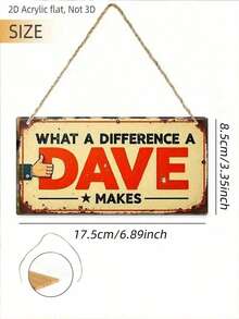 لافتة خشبية مسطحة الأبعاد بتصميم عتيق "Dave's Difference" متينة - ديكور جداري أحمر وأبيض بطراز المزرعة مع اقتباس فكاهي، هدية مثالية، تصميم مسطح ثنائي الأبعاد، ديكور المكتب | ديكور ممتع | لافتة خشبية، ديكور فن جداري، تأتي مع حبل جوت، سهلة التعليق - متعدد الألوان - مشاهدة 2