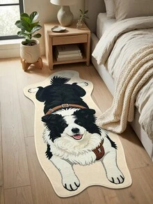 DAJIANG 1pc Cute Border Collie Shaped Rug, Kitchen Mat Hallway Runner, Suitable For Bathroom, Kitchen, Outdoor, Indoor, Hallway, Bedroom, Living Room, Bedside Rug, Machine Washable, Easy To Clean Entryway Mat, Non-Slip Bottom Rug - Border Collie - Black - View 5