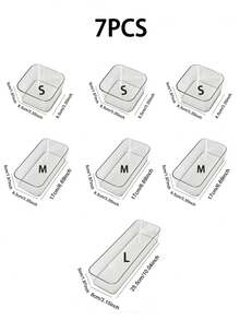 25pcs Tray Set, Clear Storage Box Set For Vanity Drawer, 4 Sizes Trays, Multi-Purpose, Suitable For Storing Cosmetics, Pens, Small Items, Perfect For Bathroom, Vanity, Office Drawer - Clear - View 10