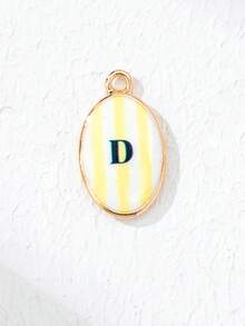 1 pieza Dijes de Letras Iniciales para Hacer Joyas DIY, Colgantes de Alfabeto Ovalados con Esmalte Dorado y Rayas de Colores, Dijes Surtidos A-Z para Pulseras y Collares - Multicolor - Ver 8
