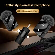 Tangle-Free Live Streaming Equipment & Accessories 3-In-1 Wireless Lavalier Microphone System Full-Directional Capacitive Recording USB Type-C Charging Rechargeable Lithium Polymer Battery Volume Control Clip-On Design Ideal For Interviews Podcasts Vlogs Gaming Singing Karaoke Mother's Day Birthday Gift - Black - View 9