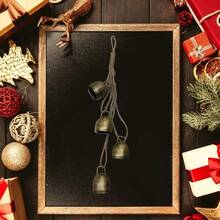 Christmas Bells 4pcs Classic Christmas Style Bell Set, Metal Rustic Hanging Bells With Rope, Home, Garden, Yard Holiday Decoration, Peaceful Indoor/Outdoor Holiday Hanging Decor - 4pcs - View 7