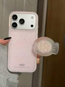 Ins Style Minimalist Pink Marble Phone Case With Stand Compatible With Apple 14 Pro Max, 13, 14 Pro, 12, 11, 15 Pro, Niche Premium Feel, Women's Shockproof Full Coverage Silicone - Light Pink - View 5