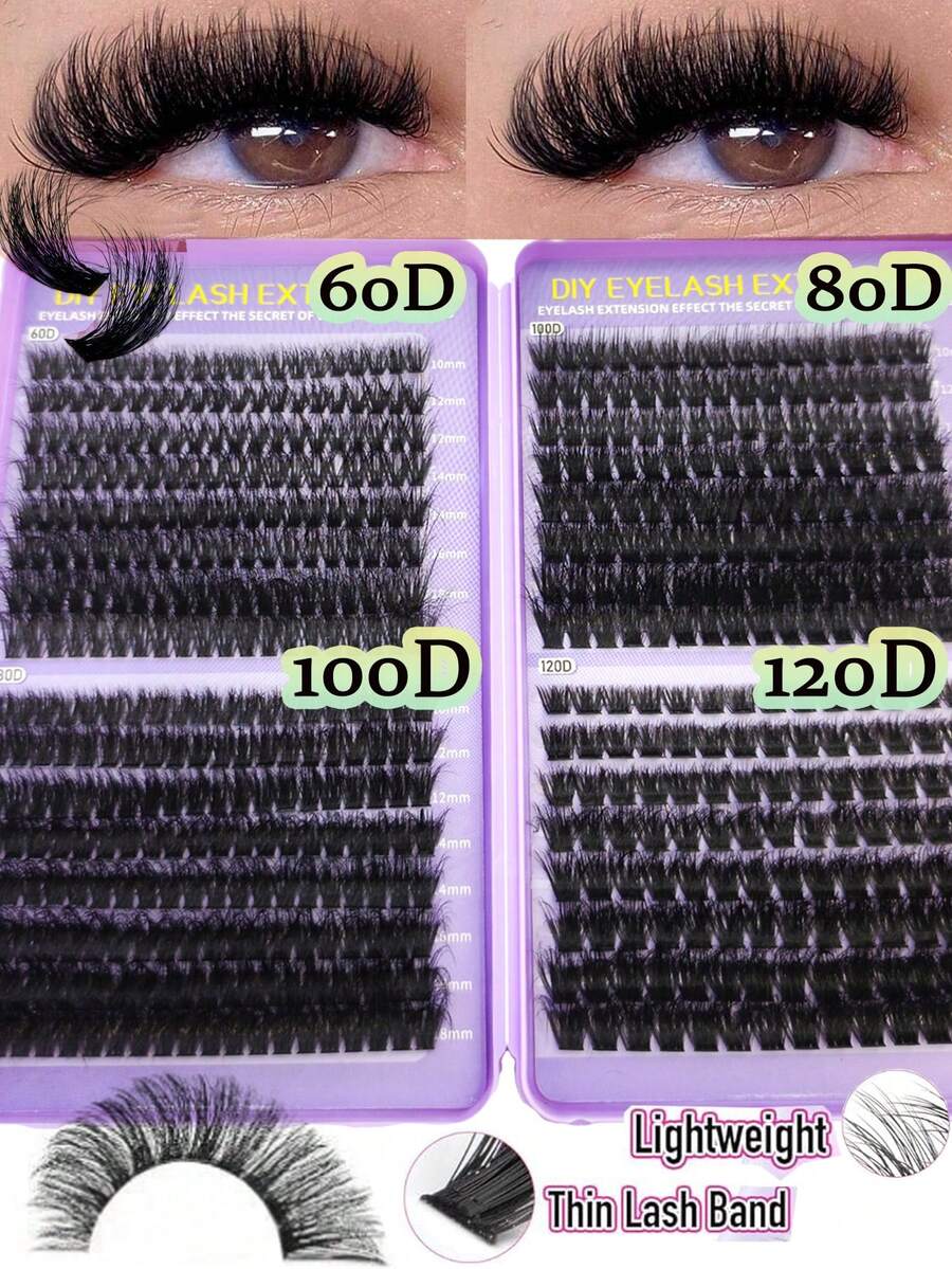 32 Rows 8-18MM C/D Curl Eyelash Book 30D-200D Cartoon Style Eyelash Clusters 0.07 Thickness Pointed Single Eyelash Clusters Suitable For Beginners Single Eyelash Strip Reusable Suitable For Party And Daily DIY - 查看 1