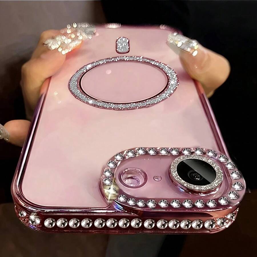 Diamond Transparent Phone Case With Magnetic Wireless Charging Protective Cover For IPhone 17 Pro Max, 16, 15, 14, 13, 12, 11 Pro, 14 Plus, 17