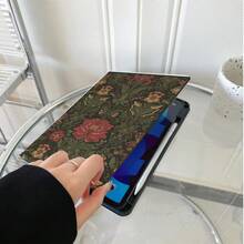 1個復古花卉印花平板電腦保護殼 - 多角度支架保護套附筆槽，相容於 iPad 第10代 10.9吋 2022 智慧保護殼/ Air 13(M3 2025)/ 11(A16 2025)/Galaxy Tab S10+/S9/A9，相容於 Oppo Pad、相容於 華為 Matepad、相容於 Vivo Pad、相容於 榮耀 Pad、相容於 聯想 小新 Pad - 彩色 - 查看 3