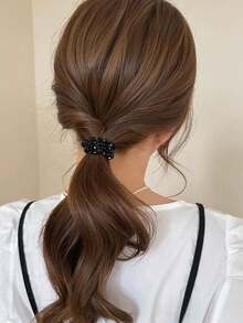 Bộ 2/1 chiếc dây buộc tóc đính đá lấp lánh tối giản, dây chun buộc tóc, kẹp tóc dành cho nữ, thích hợp đi du lịch, sinh nhật. - Nhiều màu - Xem 12
