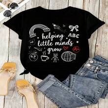 Heartfelt Teacher Appreciation Graphic T-Shirt 100% Cotton Oversized Soft Breathable Casual Crewneck Short Sleeve Top Thank You Teacher Best Teacher Educator Gift Teachers Educators School Staff Gift Givers Cute Aesthetic - 黑色 - 查看 18