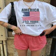Heartfelt Daily Casual Graphic T-Shirt 100% Cotton Oversized Soft Breathable Casual Crewneck Short Sleeve Top Vintage Aesthetic Red Checkered Shorts Street Style  Basic Casual Wearers Fashion Lovers Daily Outfit Enthusiasts Gift Givers - 白色 - 查看 18