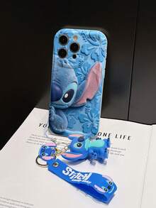Disney Lilo And Stitch Phone Case : 3D Fluffy Pattern Border Protector Phone Soft Phone Case With A Free Cute Stitch Bracelet Chain Lanyard, Stitch, Lilo, Angel, For Apple 17 Promax 17 Pro 16 15 14 13 12 11 Pro Max XS Max X XR Soft Cover Summer Phone Case - 白色 - 查看 5