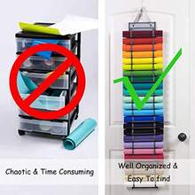 Vinyl Roll Holder 24 Compartments Hanging Vinyl Storage Organizer Wall Mount Craft Organizers and Storage Foldable Vinyl Roll Storage Plastic Bag Holder Rack for Craft Room - Gris - Ver 5