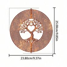1pc Rustic Metal Life Tree Weathervane With Rotating Heart Top - 360° Wind Direction Indicator, Suitable For Outdoor/Ceiling Or Hanging Decor, Ideal For Wedding, Garden, Porch, Mother's Day Gift - Rust Brown - View 10