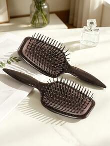1pc/Set Retro Dark Brown Air Cushion Large Paddle Brush, Air Cushion Massage Detangling Comb For Long And Curly Hair, Universal Home Hair Styling Brush For Scalp Care, Volumizing And Daily Hair Care For Men And Women - Brown - View 8