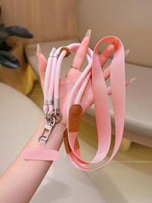 1pc 2-In-1 Crossbody Wide Strap Adjustable High-End Solid Color Versatile Anti-Loss Phone Lanyard - Multicolor - View 9