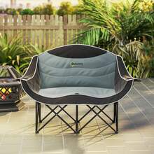 Outsunny Double Camping Chair, Portable Camp Chair With Cup Holder, Wine Glass Holder And Carry Bag, Padded Folding Loveseat For Hiking, Picnic, Beach, Support 551 Lbs, Black - Black - View 8